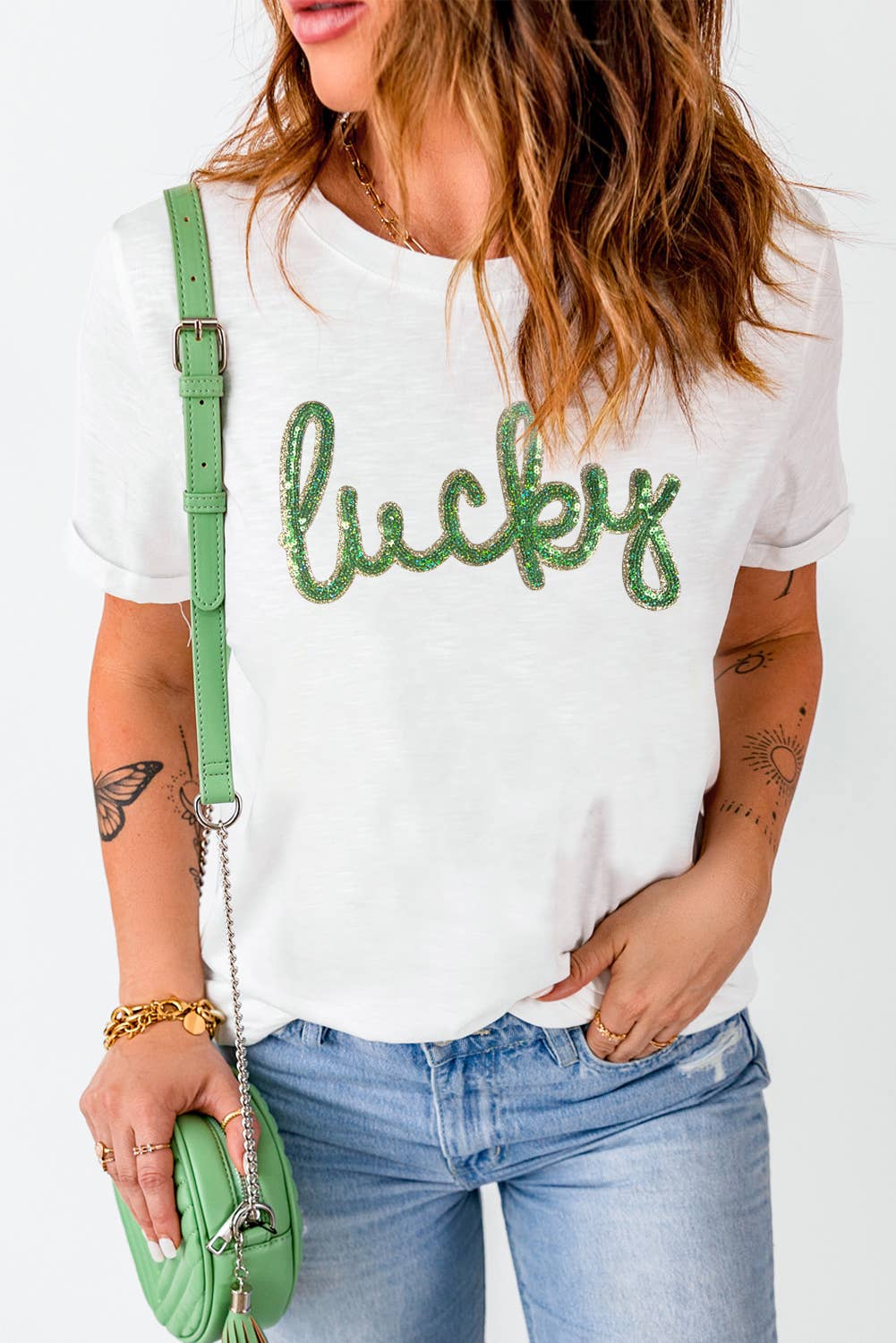 Little Daisy Closet - LDC Sequined Lucky St.Patricks Day Graphic Tee