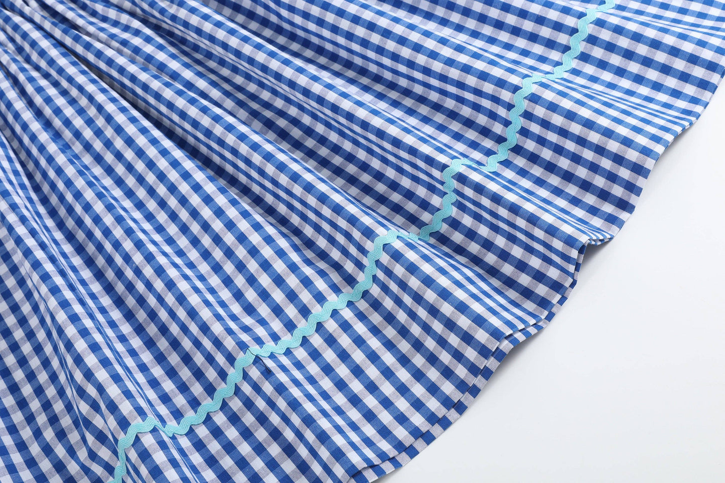 Lil Cactus - Royal Blue Gingham School Smocked Bishop Dress
