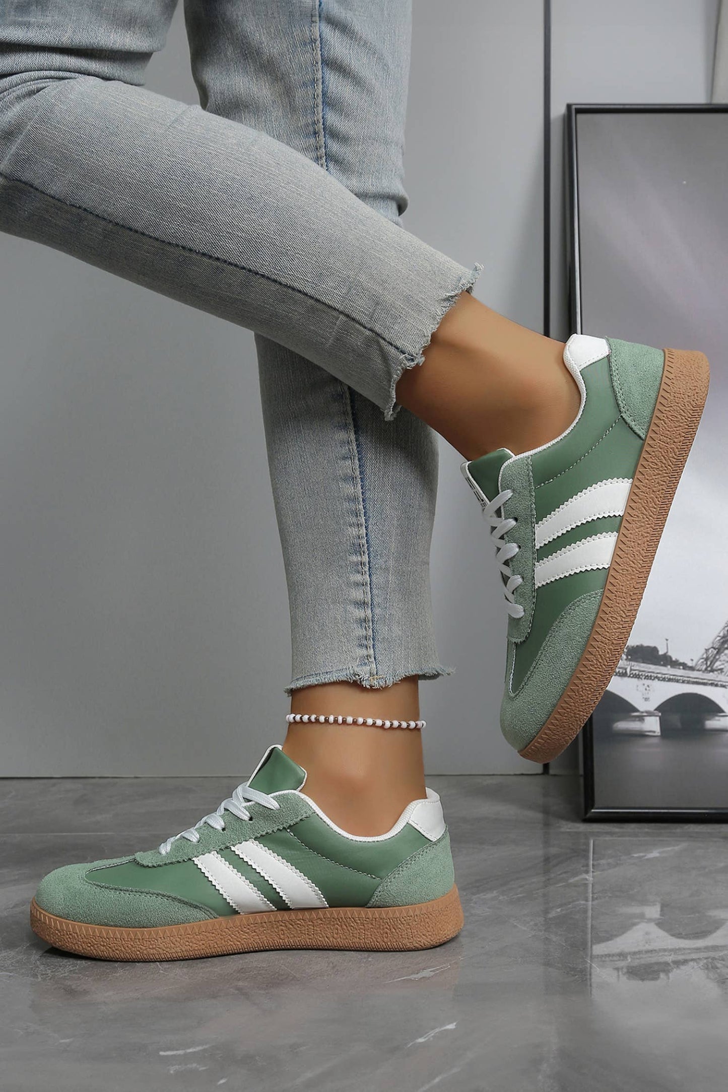 Little Daisy Closet - LDC Varsity Color Block Patchwork PU Leather Lace Up Shoes