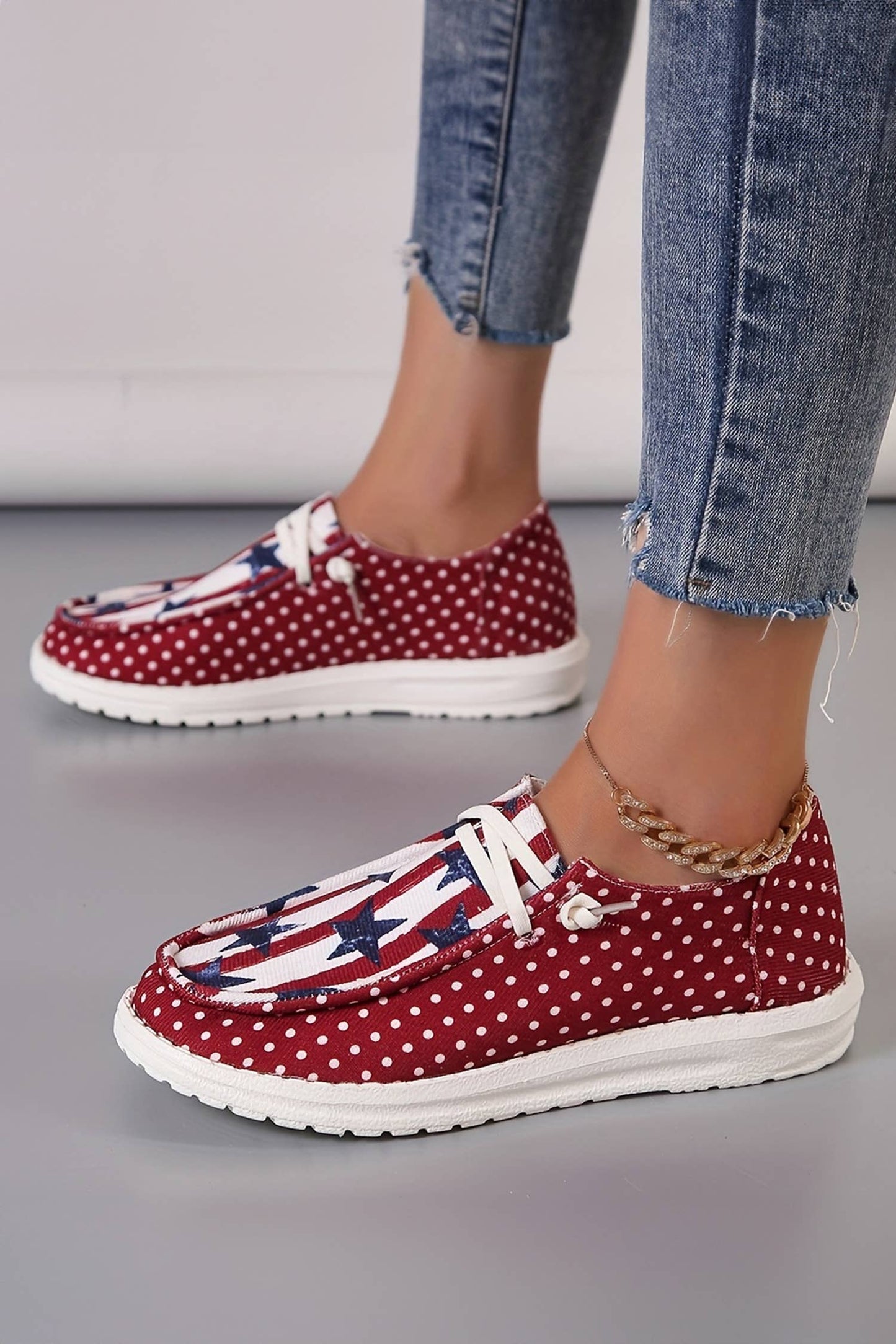 Little Daisy Closet - LDC Polka Dot Stars and Stripes Independent Day Casual Shoes