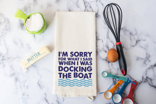 The Lillie Pad - Funny Kitchen Towel - Docking the Boat