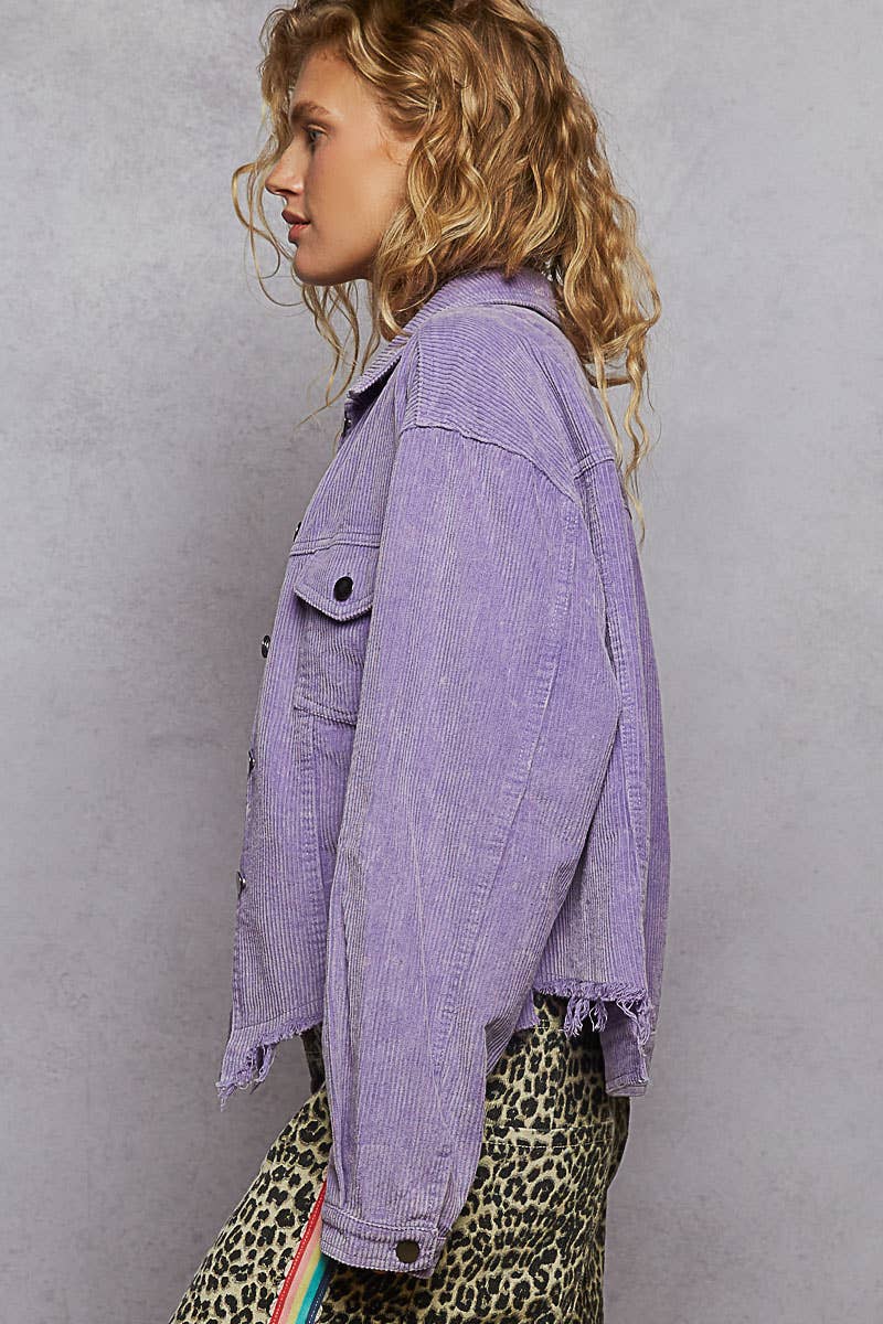 Pol Clothing - Pocket Front Button Down Corduroy Trucker Jacket SALE