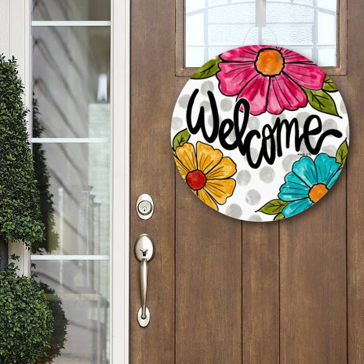 Baxter & Me - Welcome 3 Flowers Door Hanger