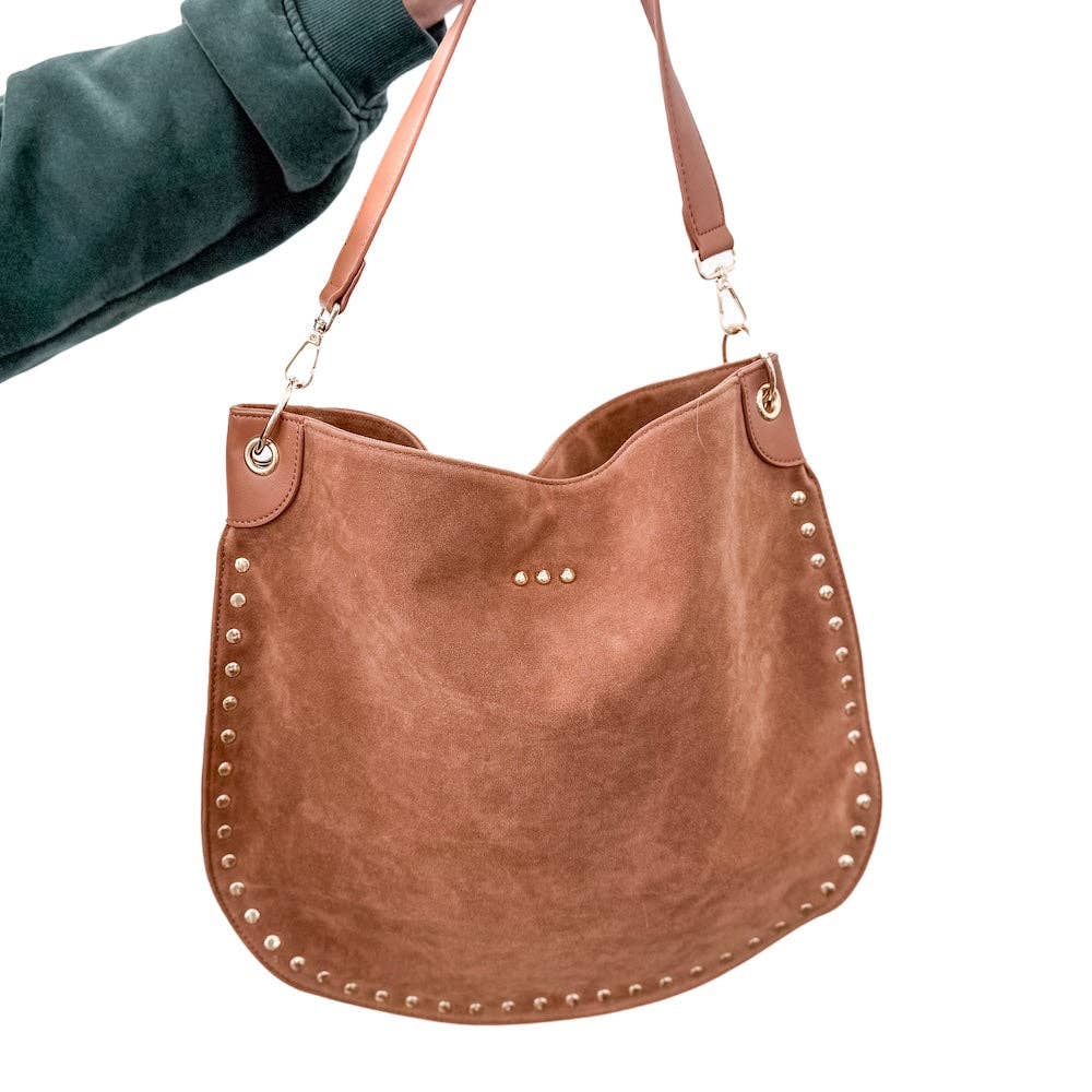 Pretty Simple - Rosalie Rivet Suede Hobo Bag