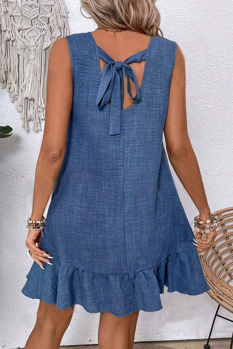 NINEXIS - CWDSD7142_RUFFLED SLEEVELESS CASUAL TANK DRESS