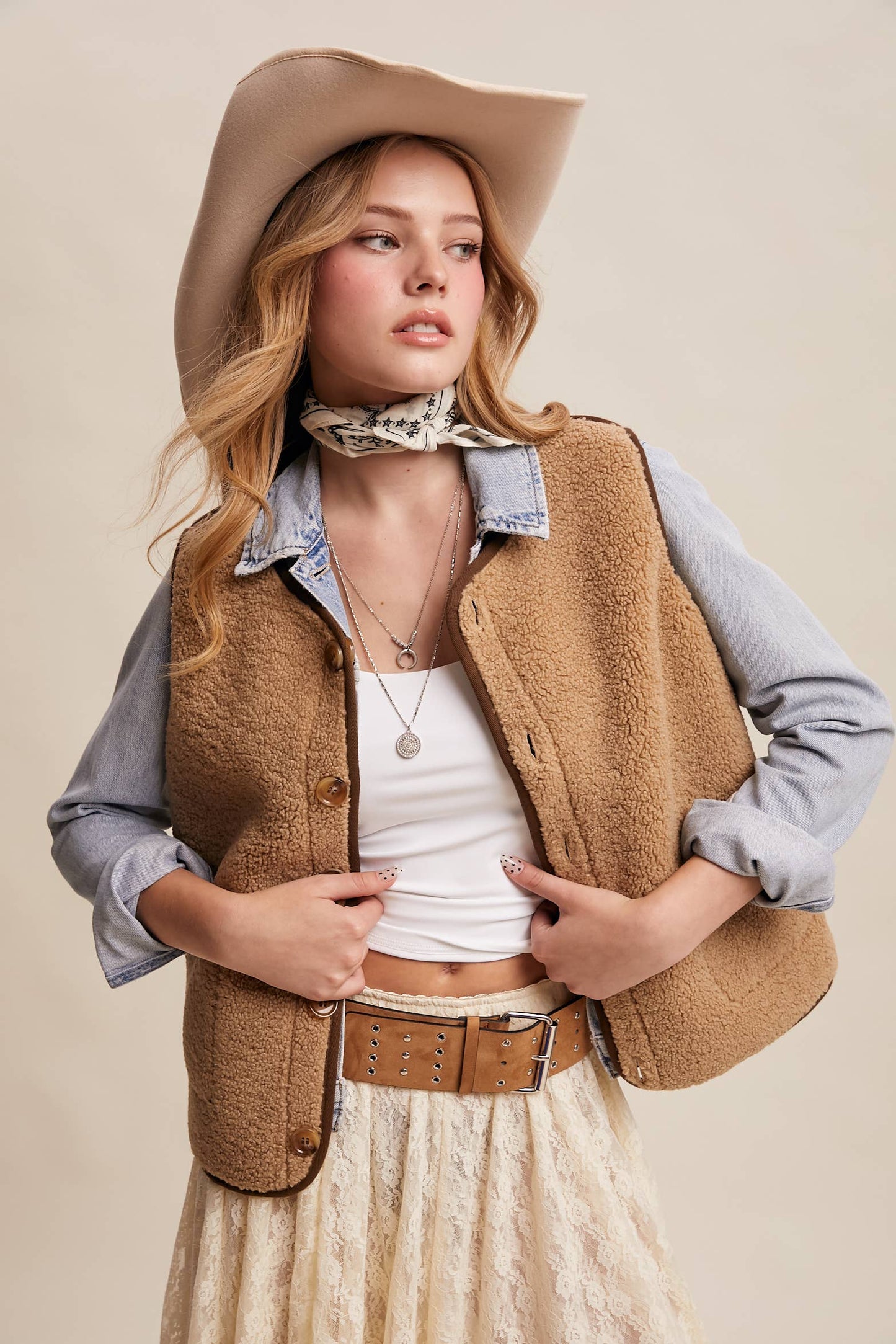Listicle - Reversible Plaid Sherpa Vest LVT016