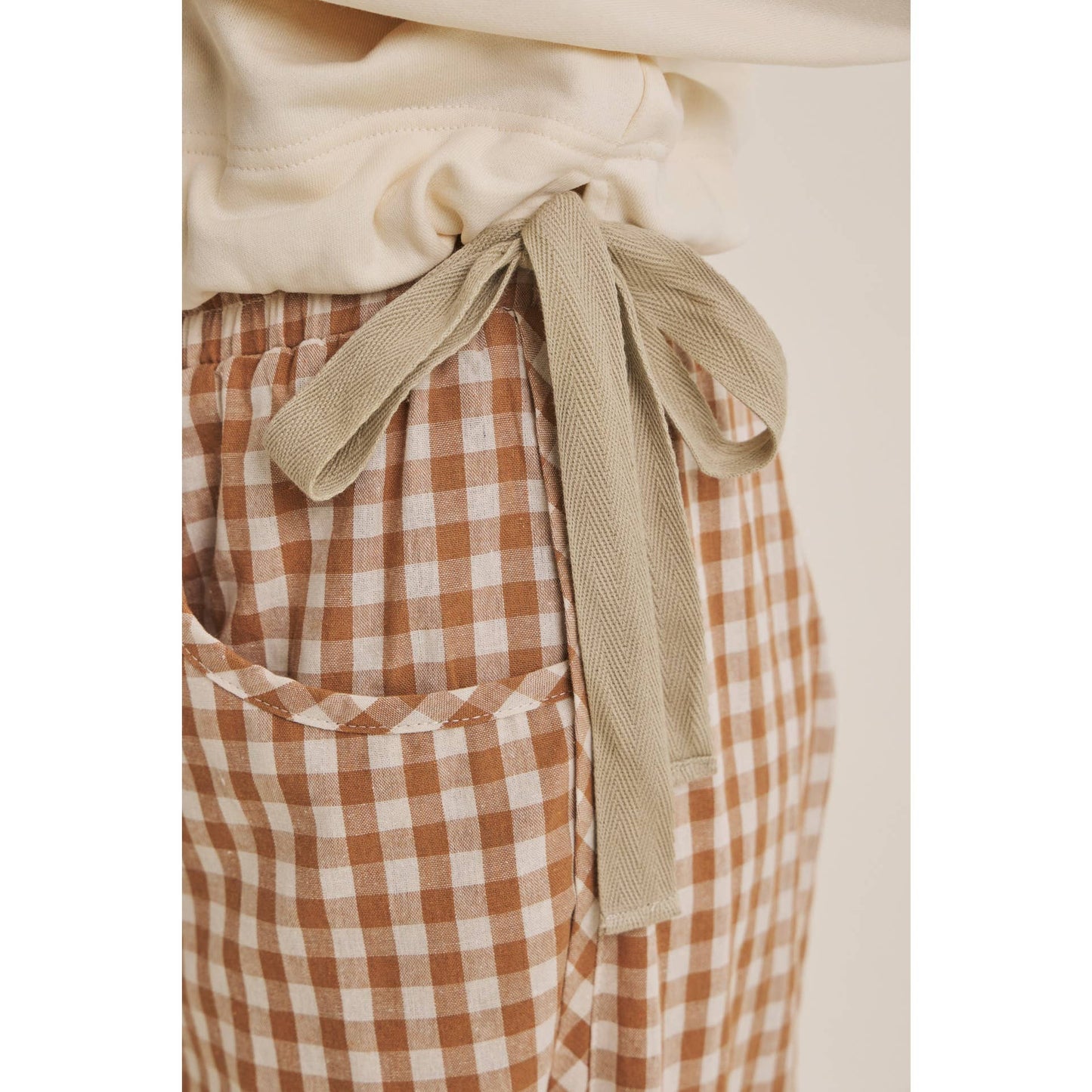 in february - EASY DAY RELAXED GINGHAM COTTON BARREL LEG PANTS