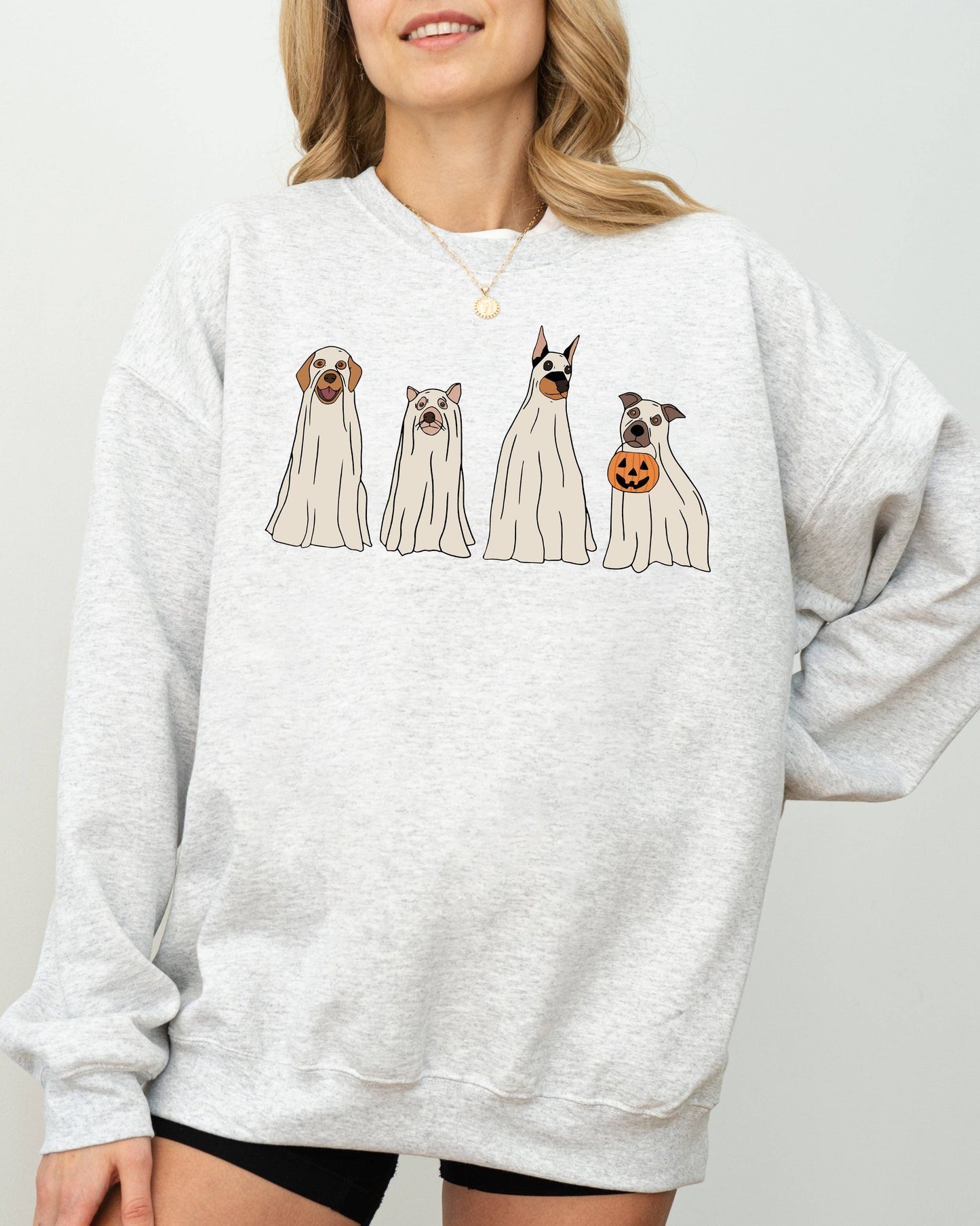 Refinery Number One LLC - Spooky Ghost Dogs, Bathroom, Aesthetic Halloween Sweatshirt