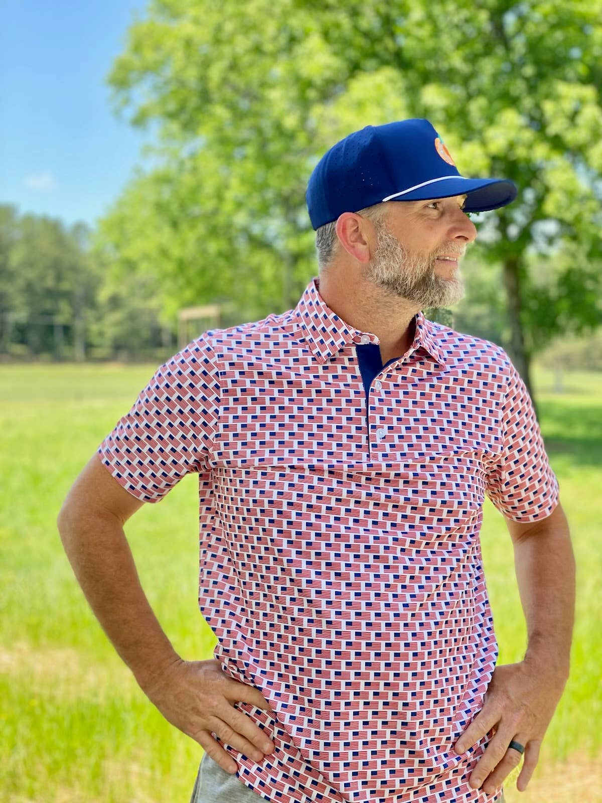 Happy By Rachel, LLC - American Flag Performance Polo