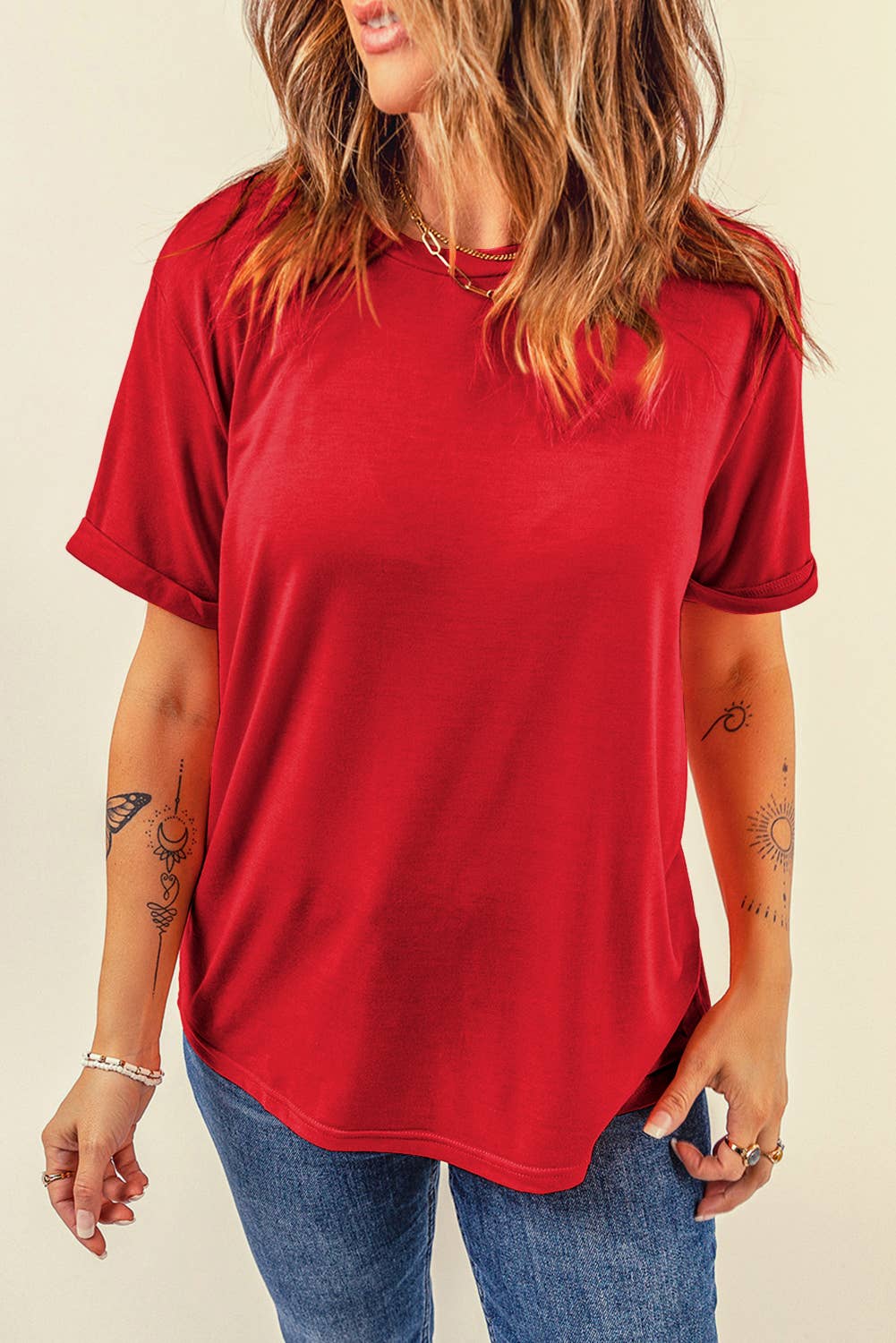 Little Daisy Closet - LDC Casual Plain Crew Neck Tee