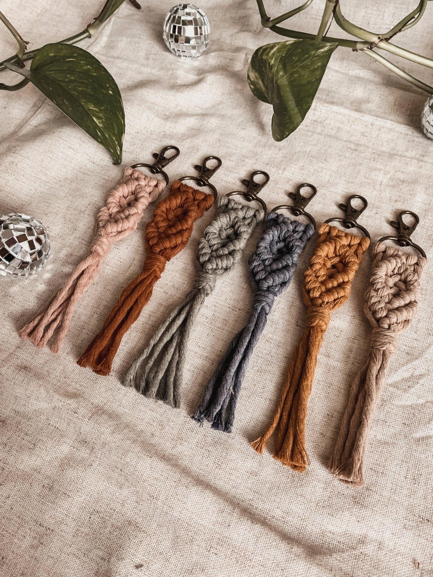 Offhand Fibers - Neutrals Macrame Keychain | Bag Charm