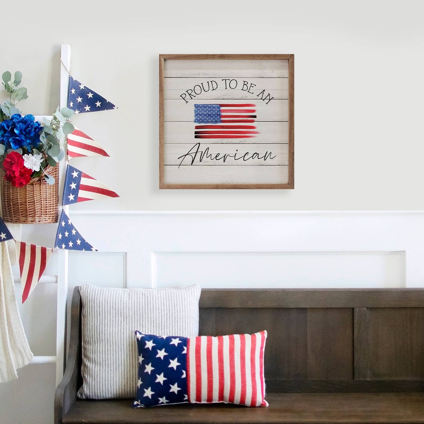 Kendrick Home - Proud To Be An American Flag Whitewash