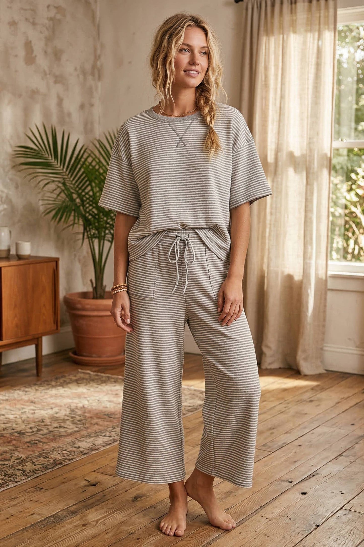 Sewn and Seen - Striped Knit Top and Pants Set