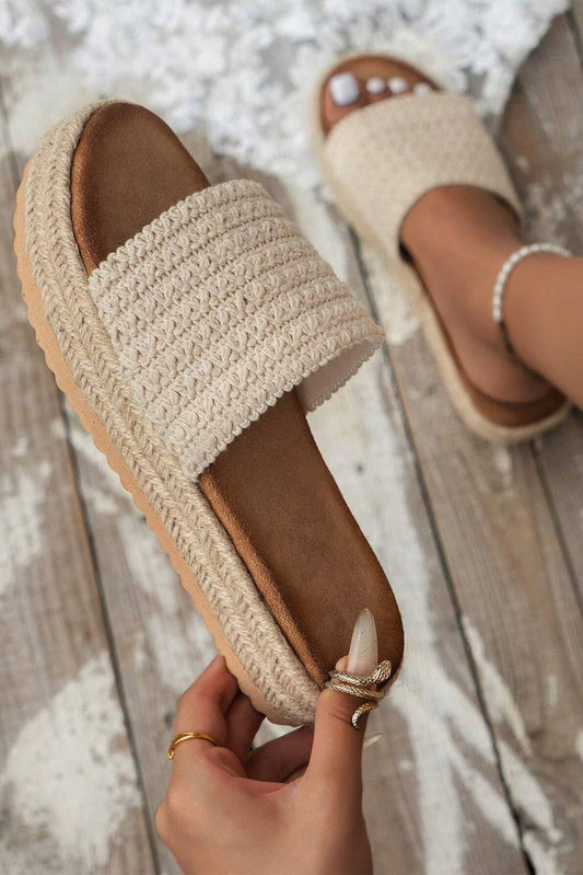 Little Daisy Closet -  LDC Boho Woven Non-slip Wedge Slippers