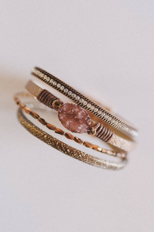 Three Bird Nest - Dusty Horizon Layered Bracelet - Camel