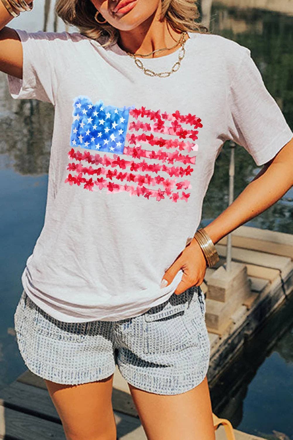 Lovesoft - White Flag Graphic Crew Neck Tee