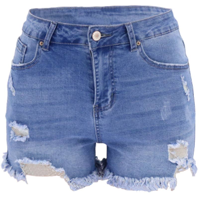 Lovesoft - High-Waisted Ripped Stretch Denim Shorts for Summer