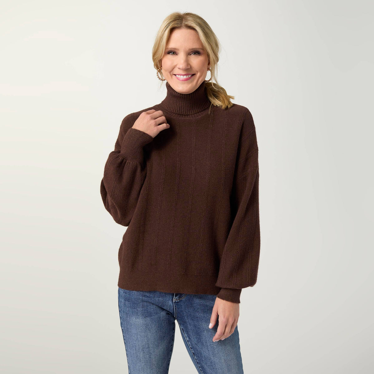 COCO + CARMEN - Heavenly-Luxe Textured Knit Turtleneck Sweater-Fall