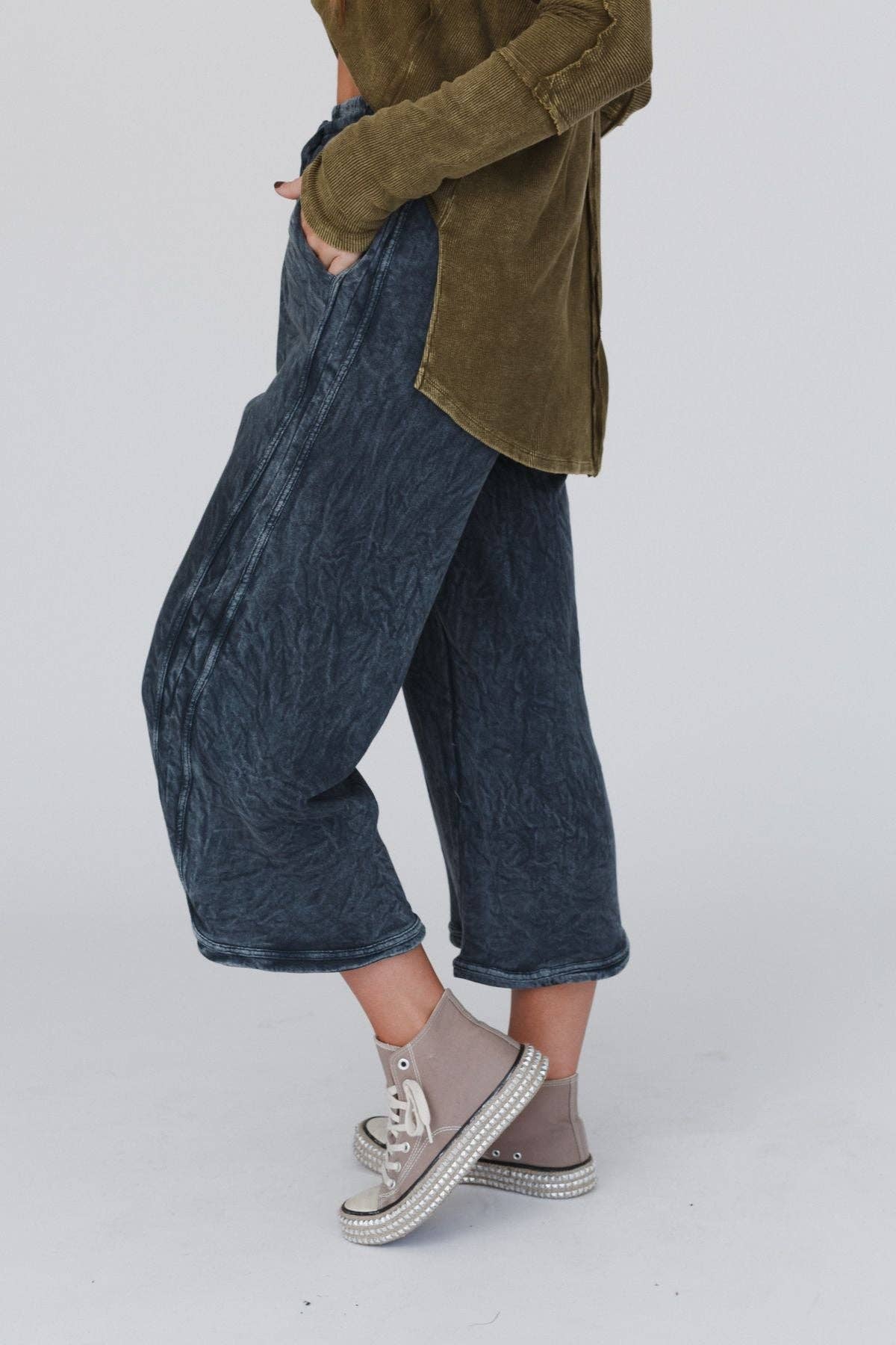 Three Bird Nest - So Comfy Wide Leg Pant Petite Length - New Navy