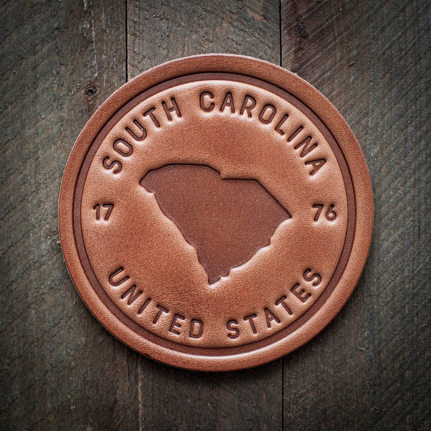 Sugarhouse Leather - South Carolina State Silhouette Leather Coaster