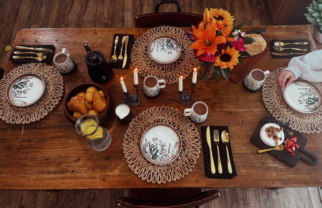 Artsy Em - Floral Harmony White Earth Tone Plate