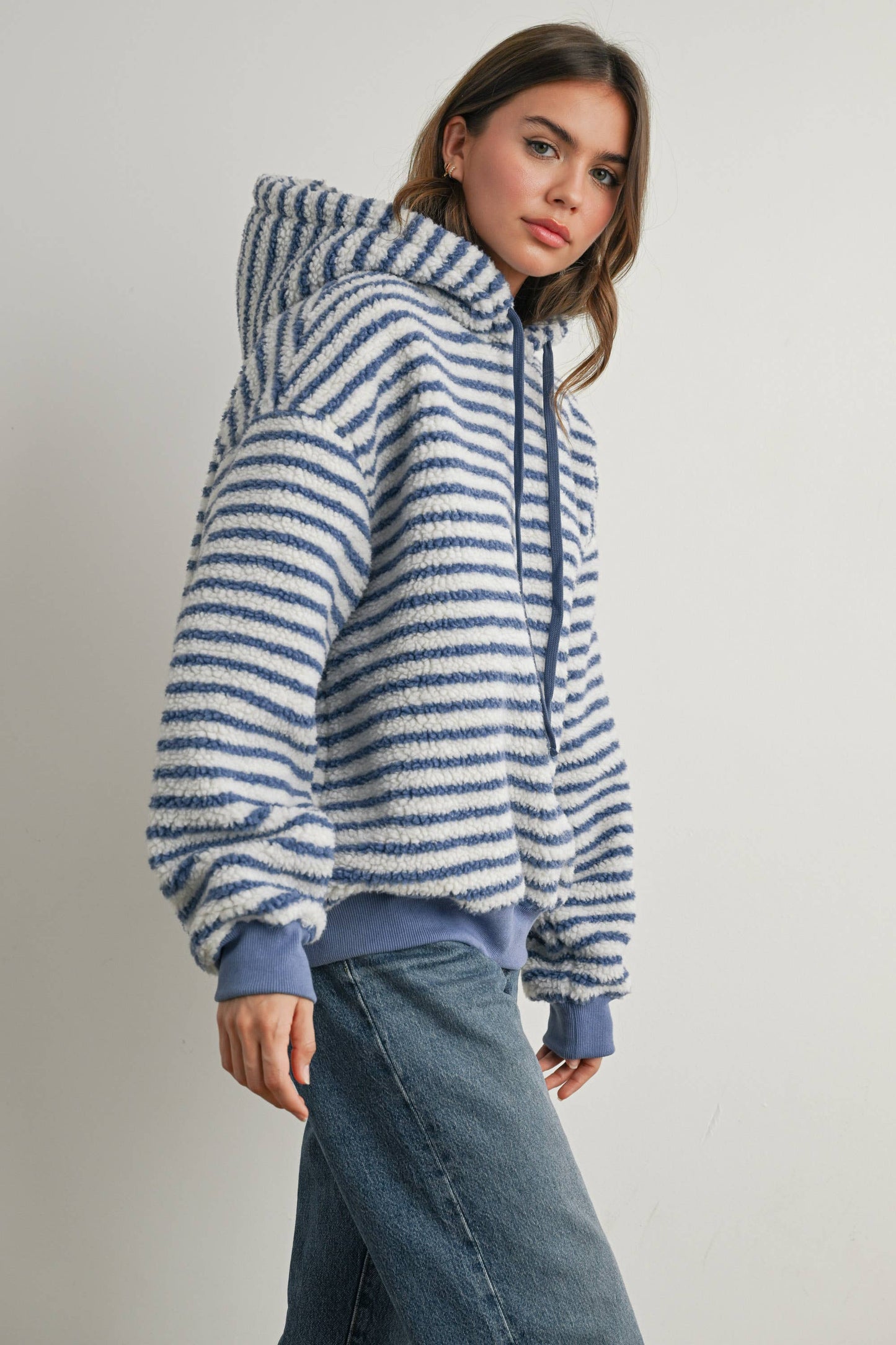 BUTTERMELON - Brushed Striped Puffy Hoodie - BMT7801