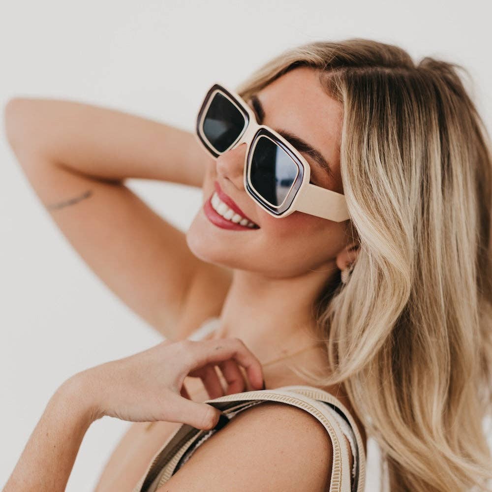 Pretty Simple - Nicolette Retro Oversized Square Sunglasses Wholesale