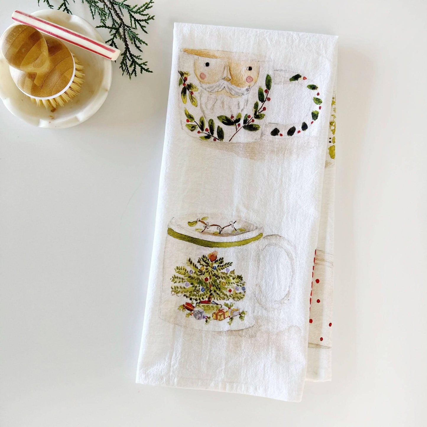 emily lex studio - Christmas mugs cotton flour sack tea towel
