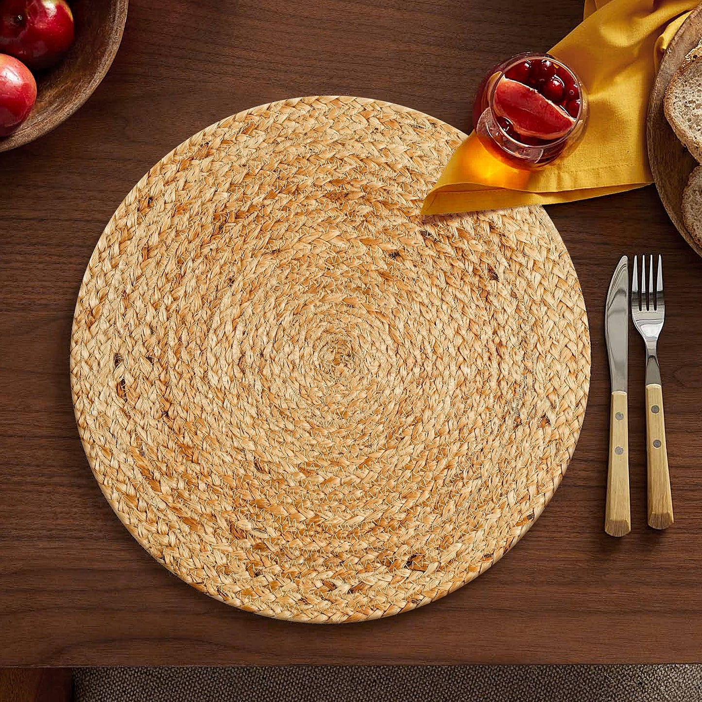 India Handicrafts Inc - 14" JUTE ROUND MAT