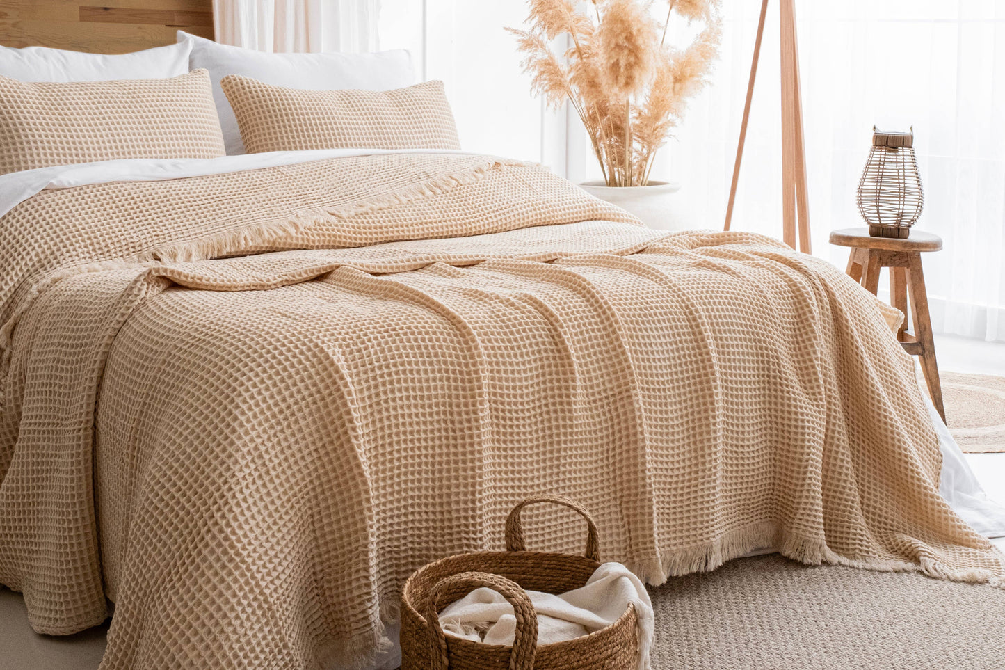 Naturloom - GOTS Certified Organic Cotton Waffle Blanket, Turkish Cotton Bedspread