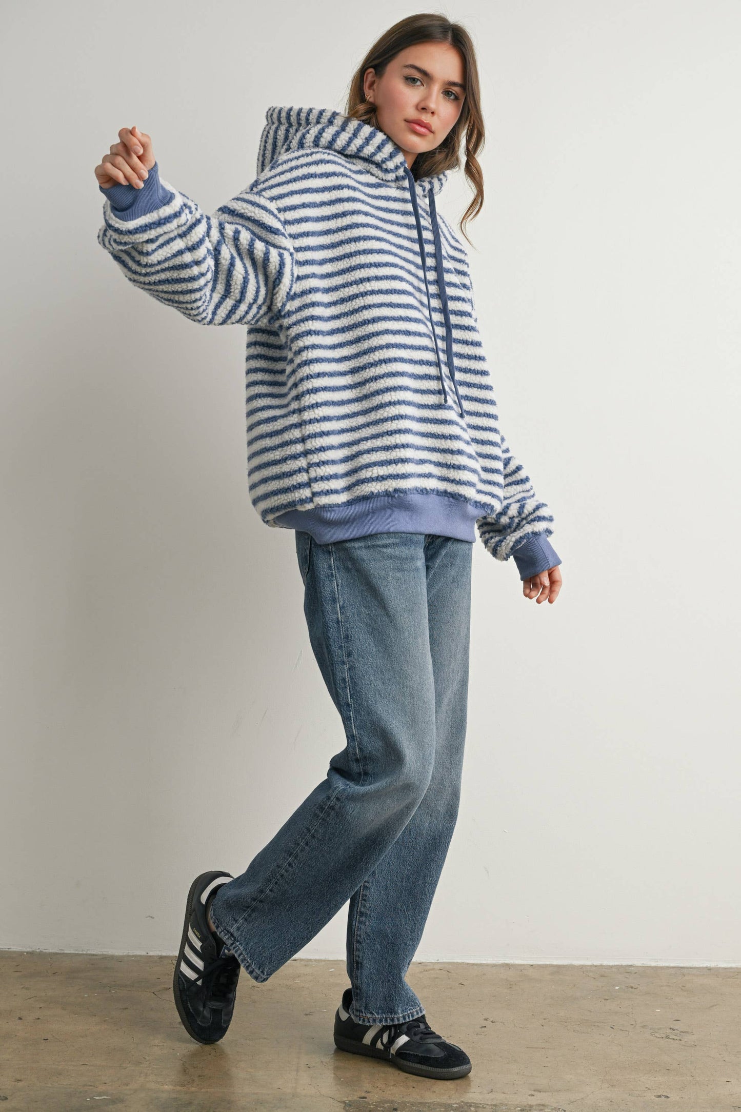 BUTTERMELON - Brushed Striped Puffy Hoodie - BMT7801