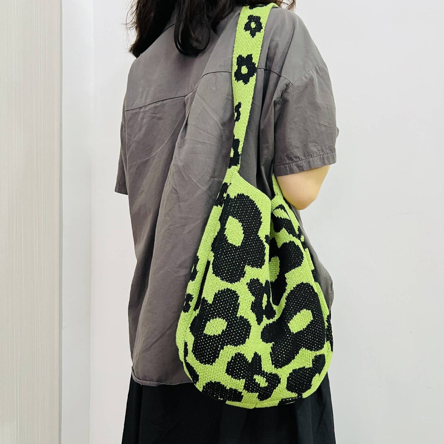 Lovesoft - Flower Knitted Large Single Shoulder Bag