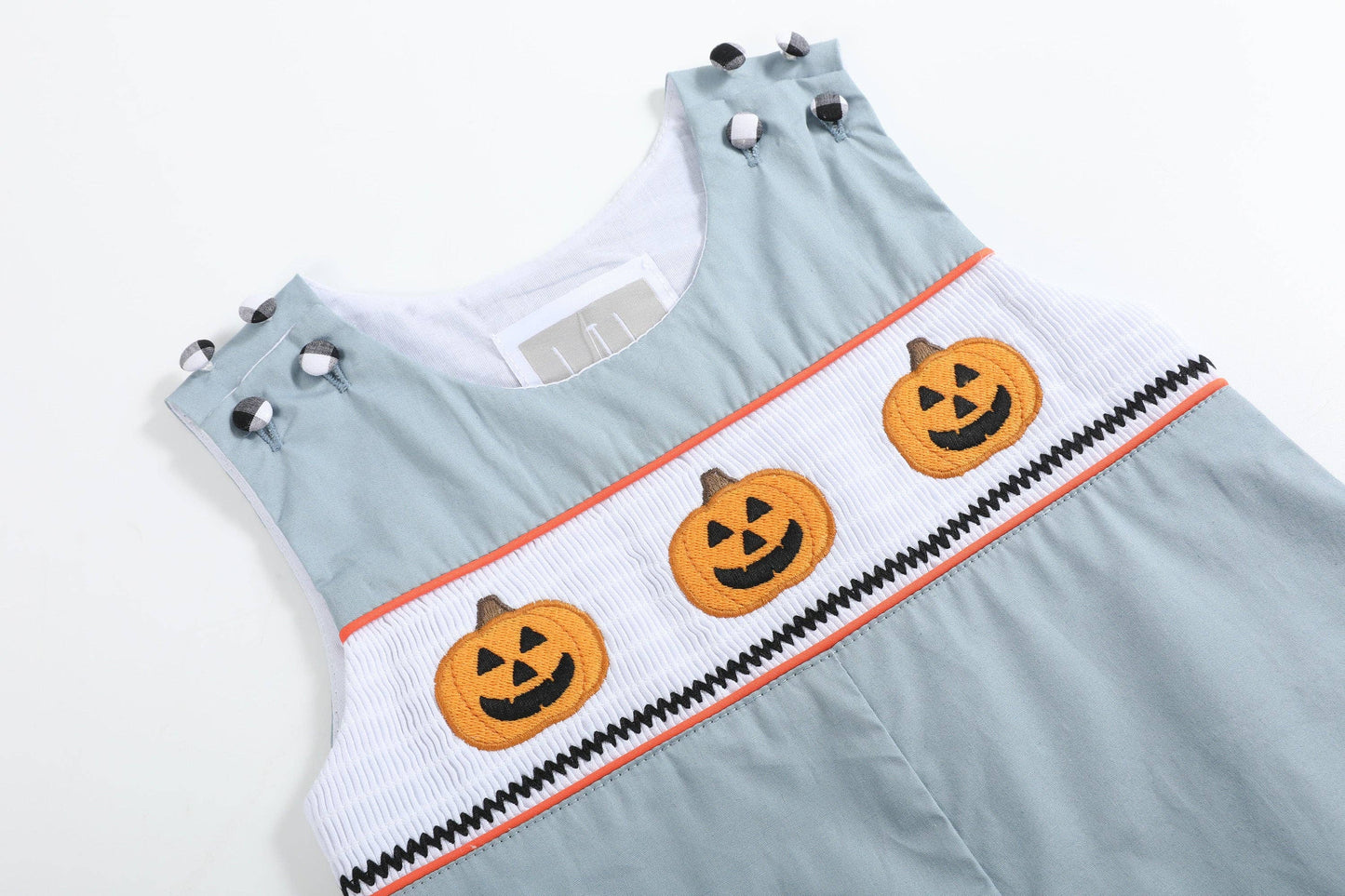Lil Cactus - Gray Halloween Smocked Overalls