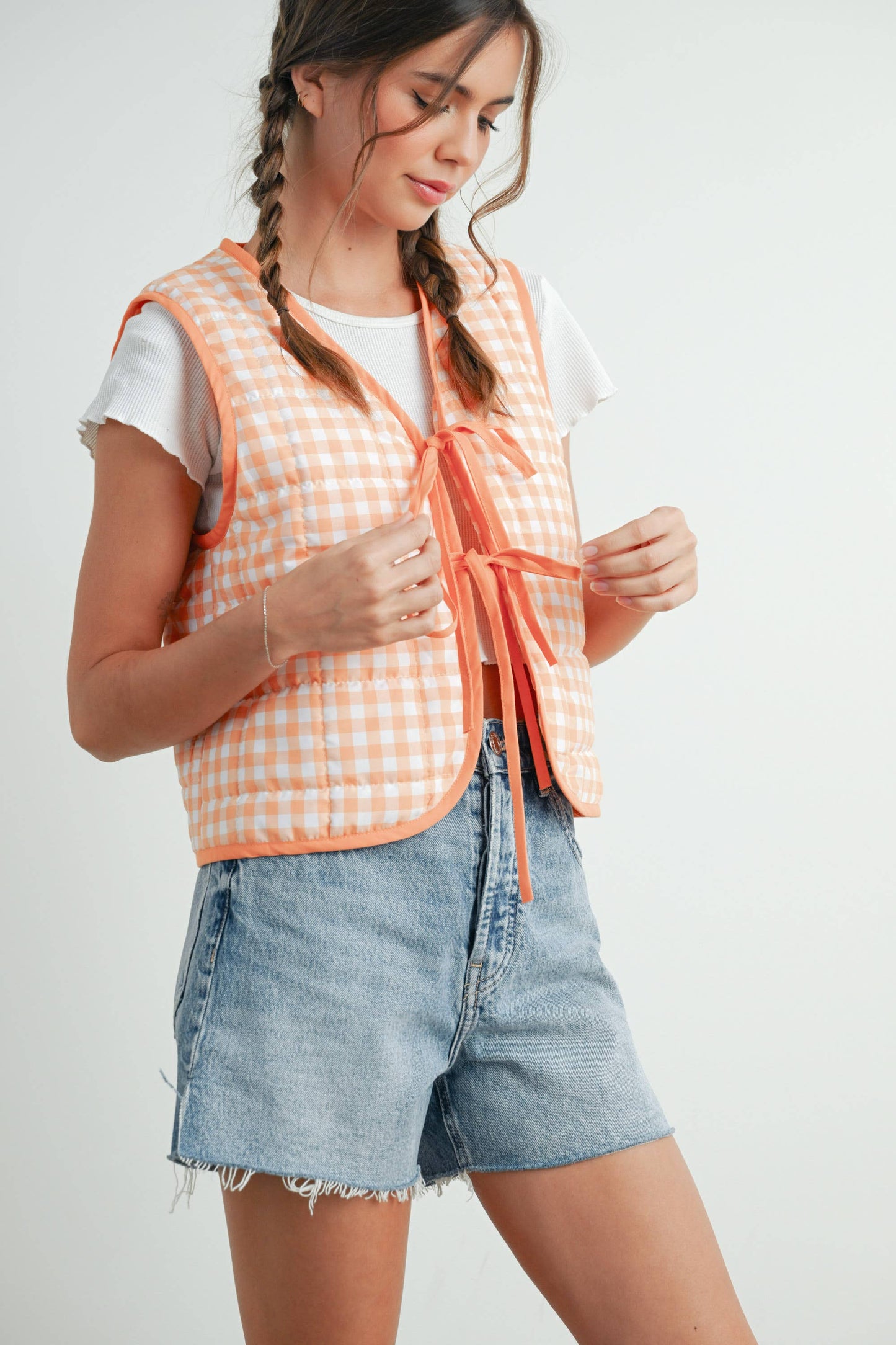 BUTTERMELON - Ribbed Front Quilted Vest - BMJ7635