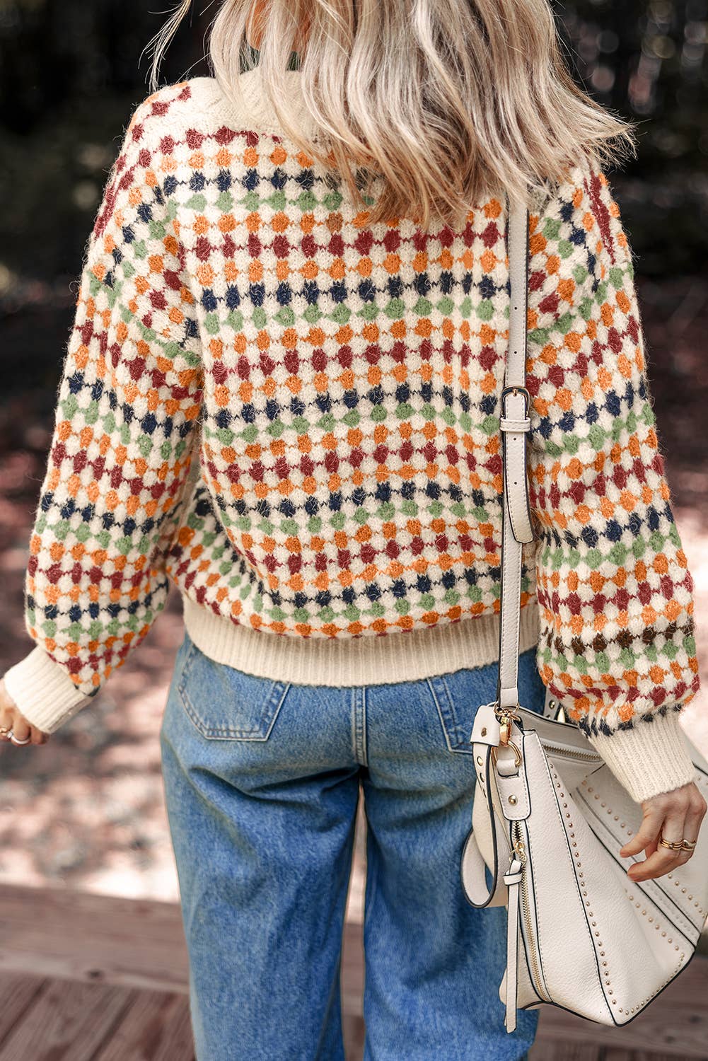 Little Daisy Closet - LDC Multicolour Dotty Pattern Button V Neck Sweater Cardigan