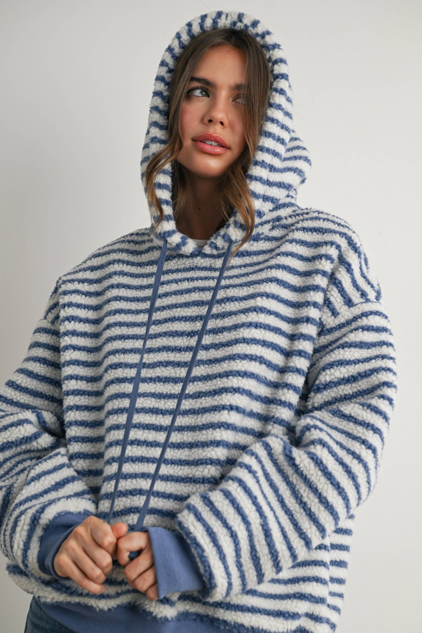 BUTTERMELON - Brushed Striped Puffy Hoodie - BMT7801