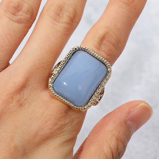 Sensibling Corp. - Vintage Inspired Rectangular Stone Accent Statement Ring