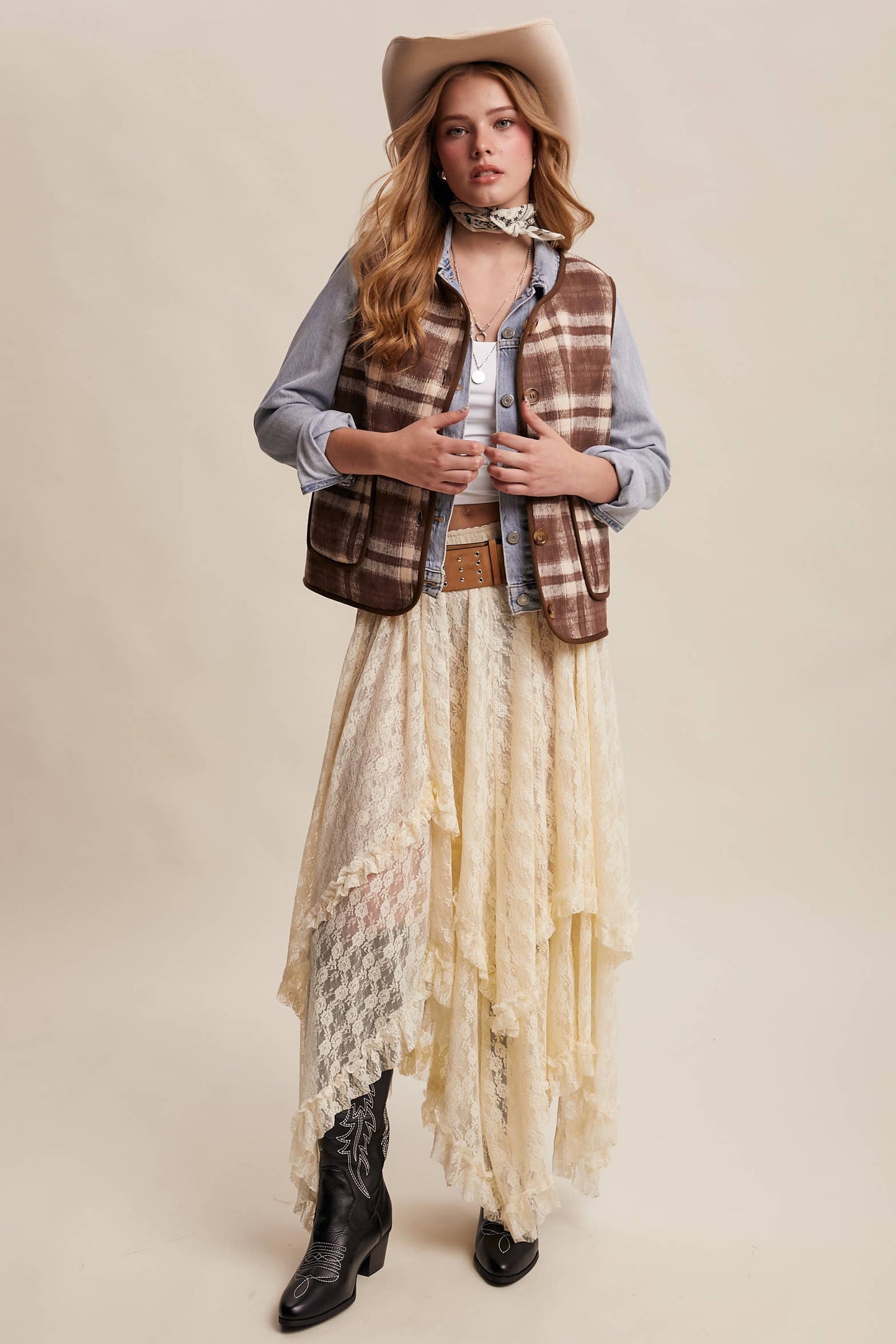 Listicle - Reversible Plaid Sherpa Vest LVT016
