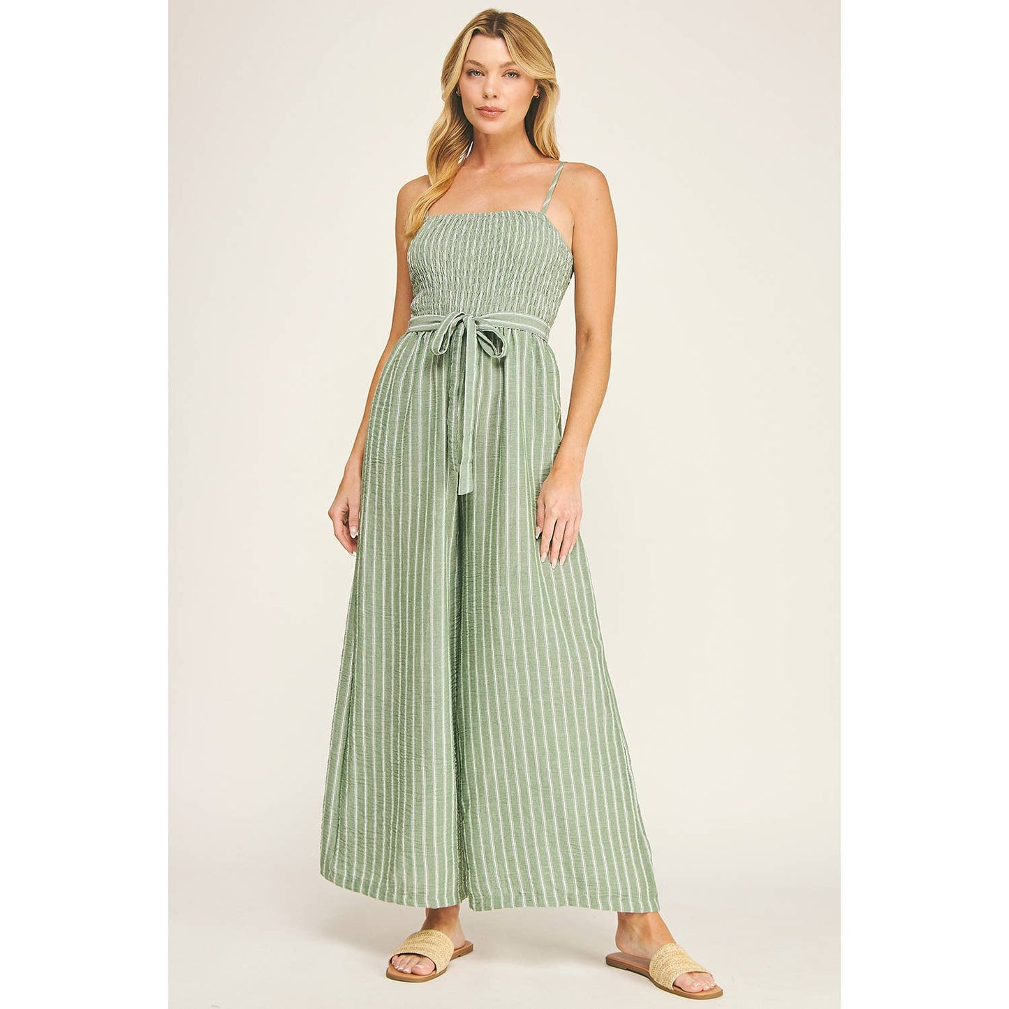 Winslow Collection - COASTAL STRIPE SMOCKED WIDE LEG JUMPSUIT