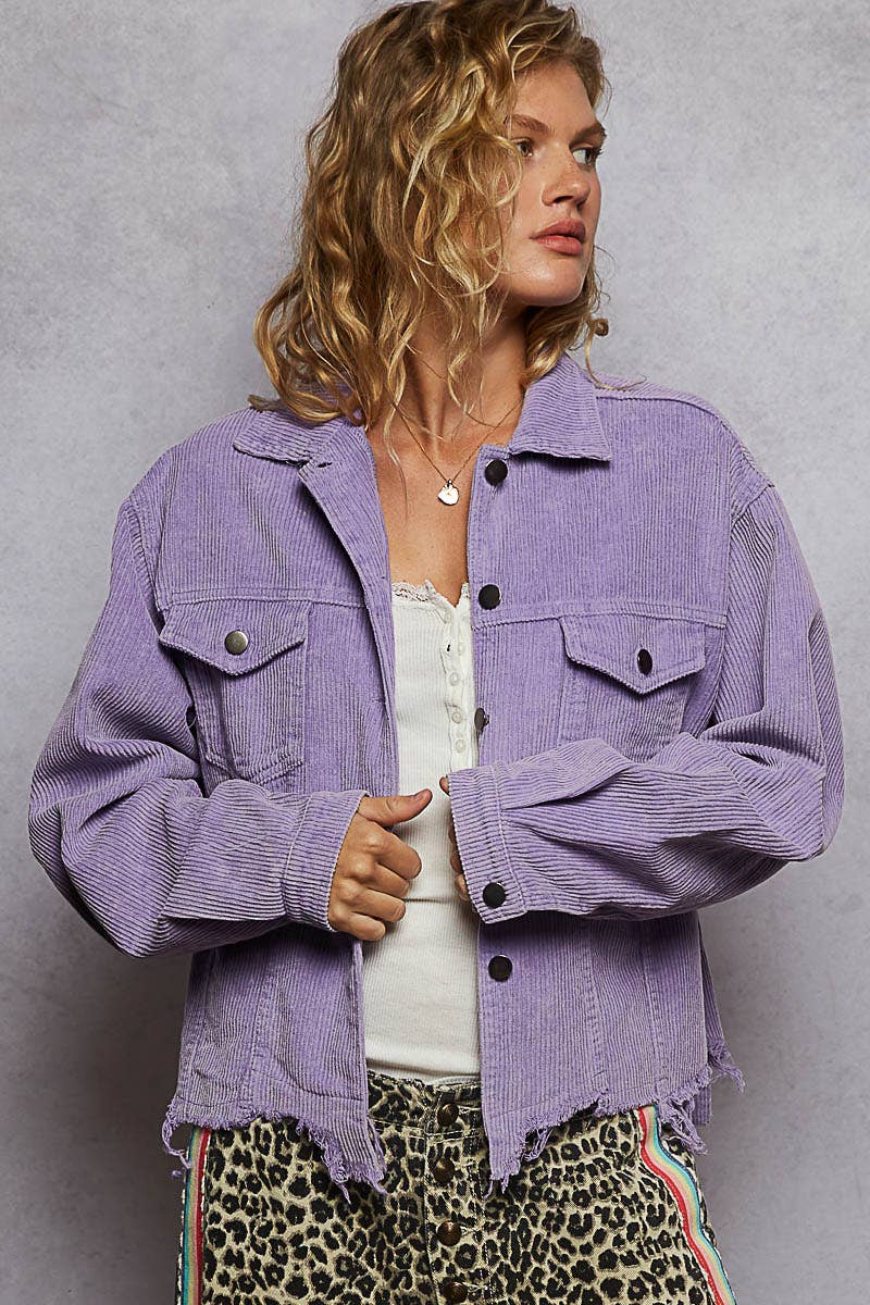 Pol Clothing - Pocket Front Button Down Corduroy Trucker Jacket SALE