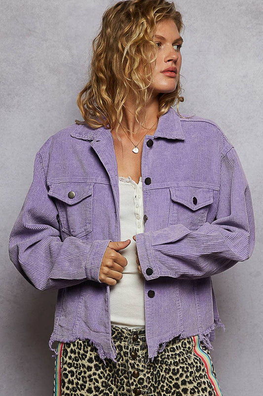 Pol Clothing - Pocket Front Button Down Corduroy Trucker Jacket SALE