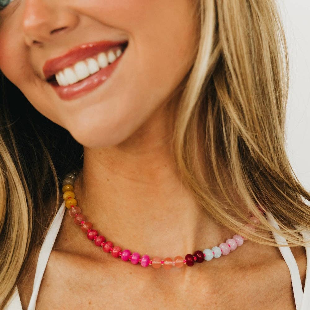 Pretty Simple - Ombre Semi-Precious Beaded Necklace - WATERPROOF
