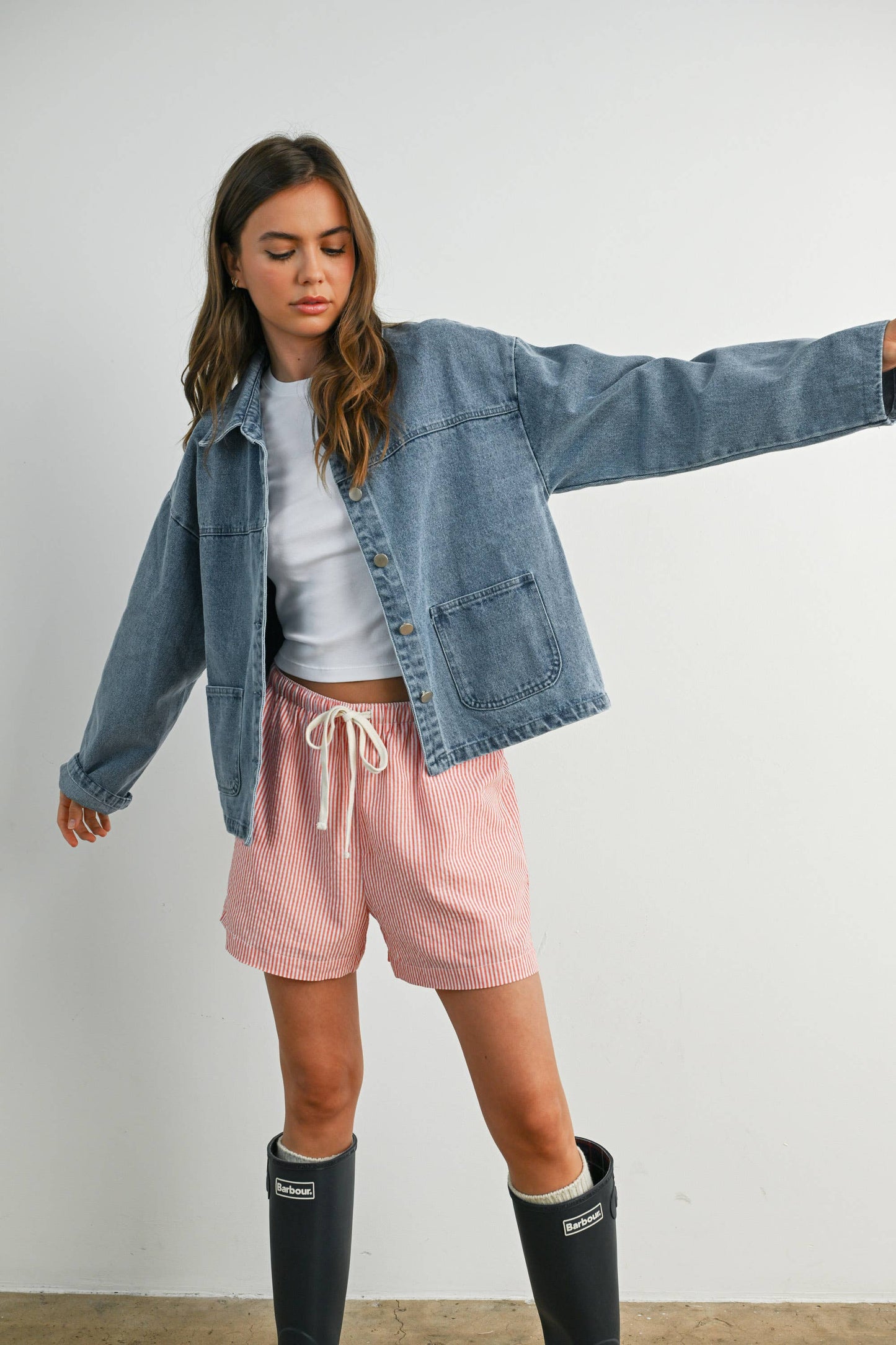 BUTTERMELON - Button-Down Jacket with Shirt Collar and Pockets - BMJ7821