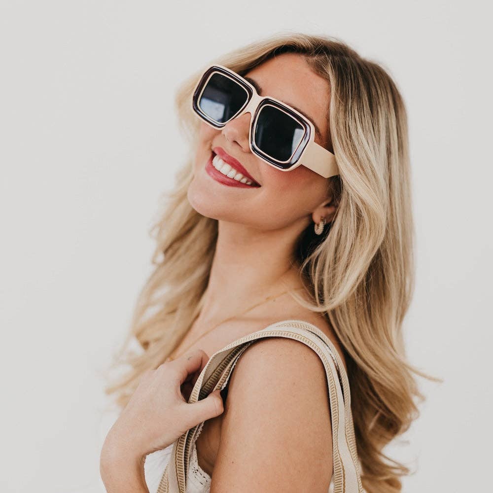 Pretty Simple - Nicolette Retro Oversized Square Sunglasses Wholesale