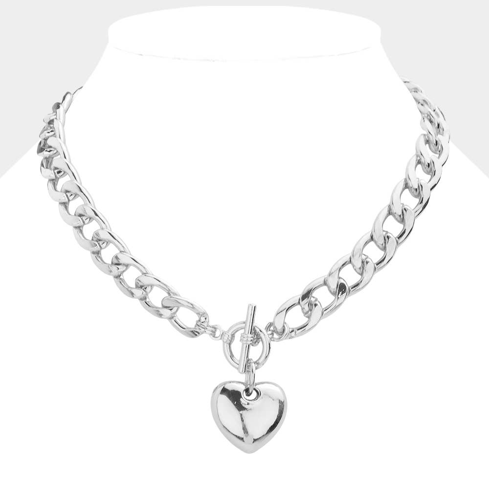 Sensibling Corp. - Metal heart charm toggle necklace