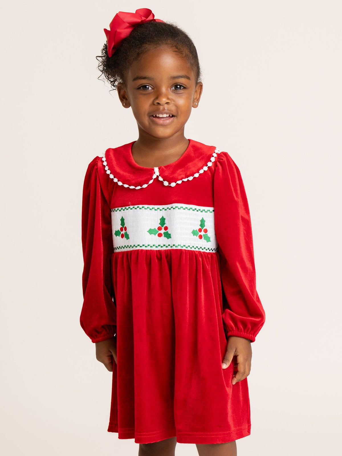 Marie Nicole Clothing - Ruby Smocked Holly Velvet Dress