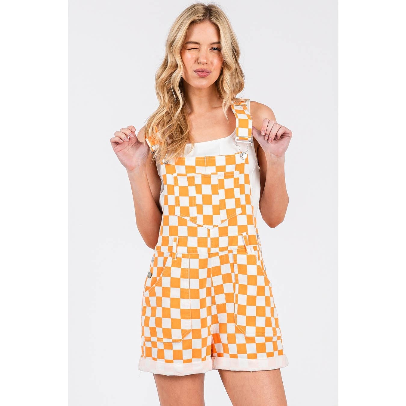 mittoshop - GAME DAY CHECKERED ROMPER BIB OVERALLS
