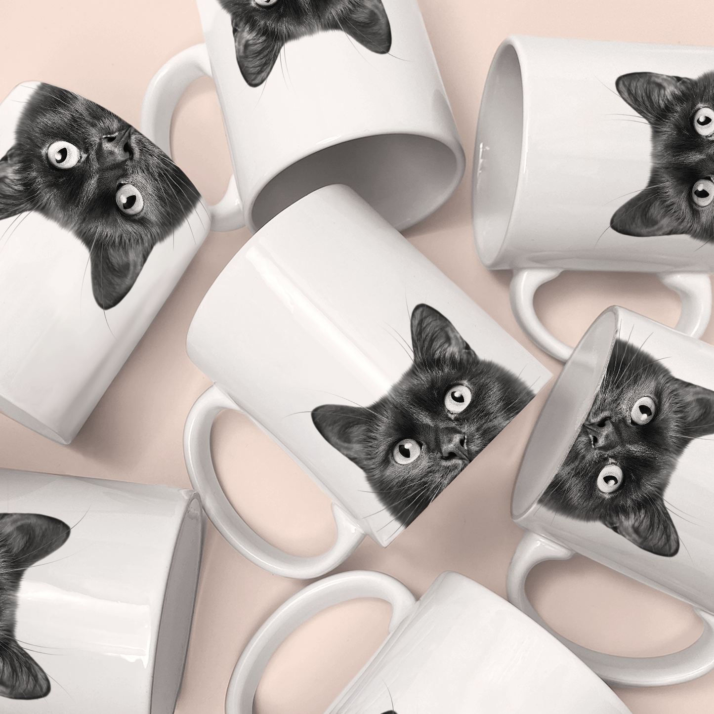 Perkie Prints - Peeking Cat 3 (Black) Mug
