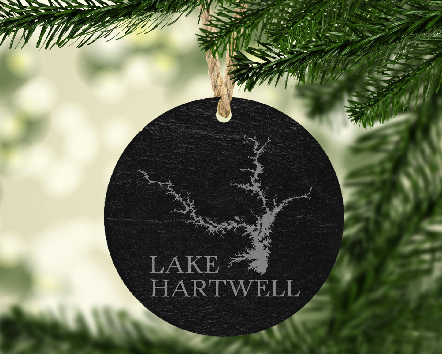 The Lillie Pad - Custom Lake Map Slate Christmas Ornament - Lake Gift