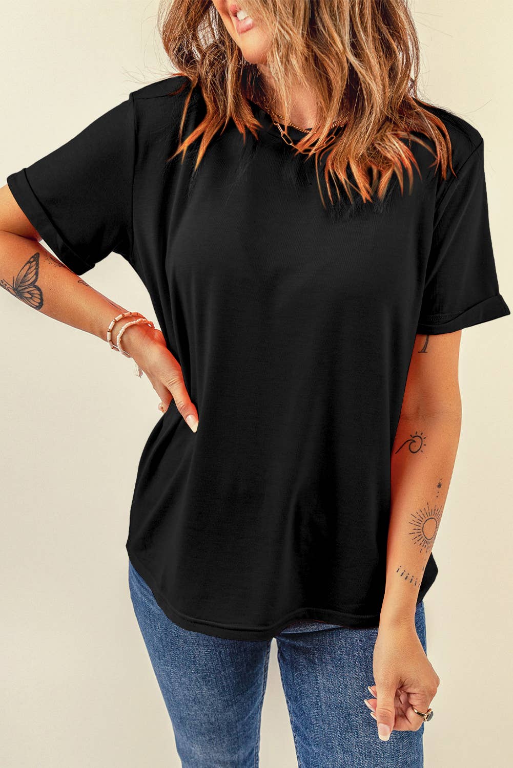 Little Daisy Closet - LDC Casual Plain Crew Neck Tee